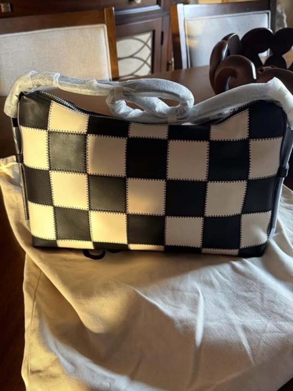 Coachtopia alter ego black and white checkered bag large size
